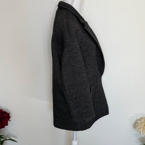 Aritzia Babaton The Slouch Coat S/M Speckled Black & White Wool Blend Classic - Picture 2 of 6